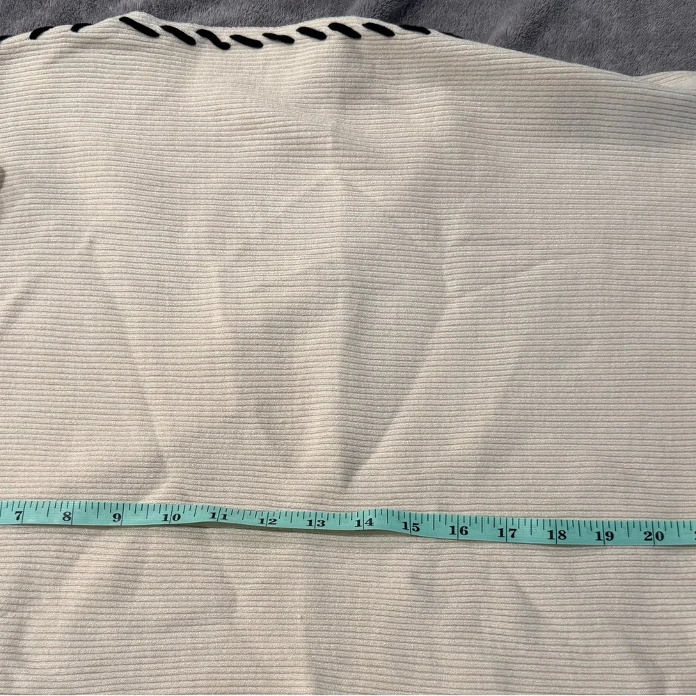 Philosophy Cream Off-Shoulder Sweater with Black Whipstitch. Gently Used
